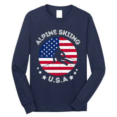 US Alpine Skiing Team Retro Support USA Downhill Skiing Team Long Sleeve Shirt