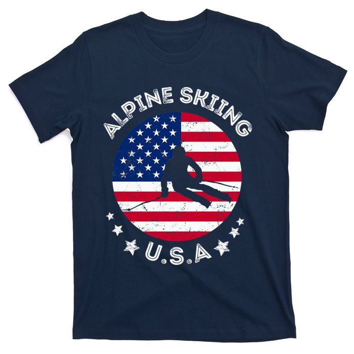 US Alpine Skiing Team Retro Support USA Downhill Skiing Team T-Shirt