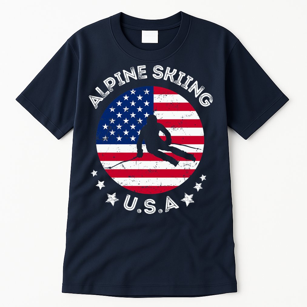 US Alpine Skiing Team Retro Support USA Downhill Skiing Team Tall T-Shirt