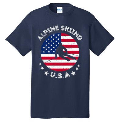 US Alpine Skiing Team Retro Support USA Downhill Skiing Team Tall T-Shirt