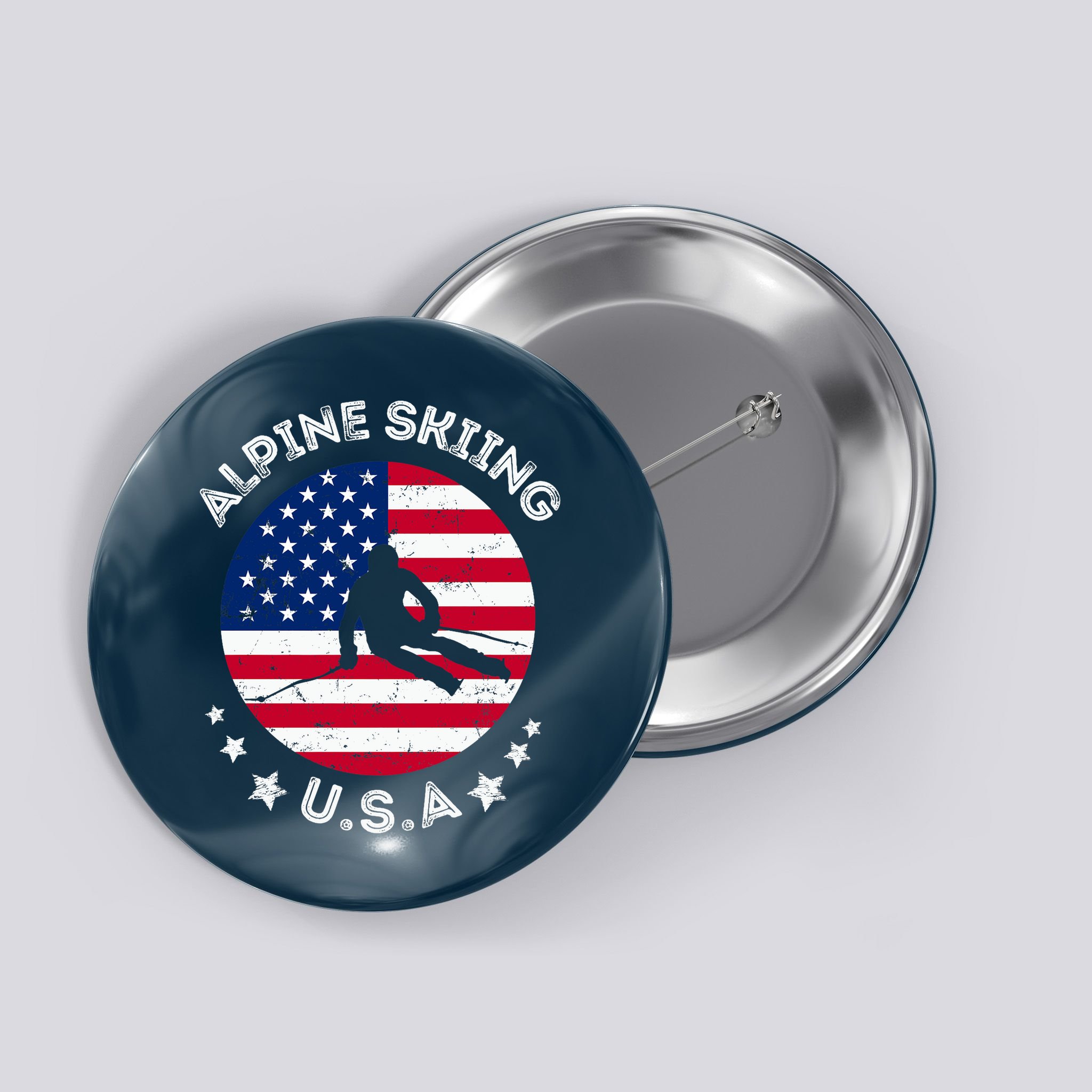 US Alpine Skiing Team Retro Support USA Downhill Skiing Team Button