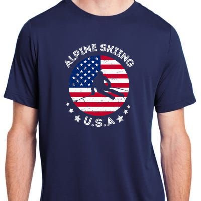 US Alpine Skiing Team Retro Support USA Downhill Skiing Team Adult ChromaSoft Performance T-Shirt