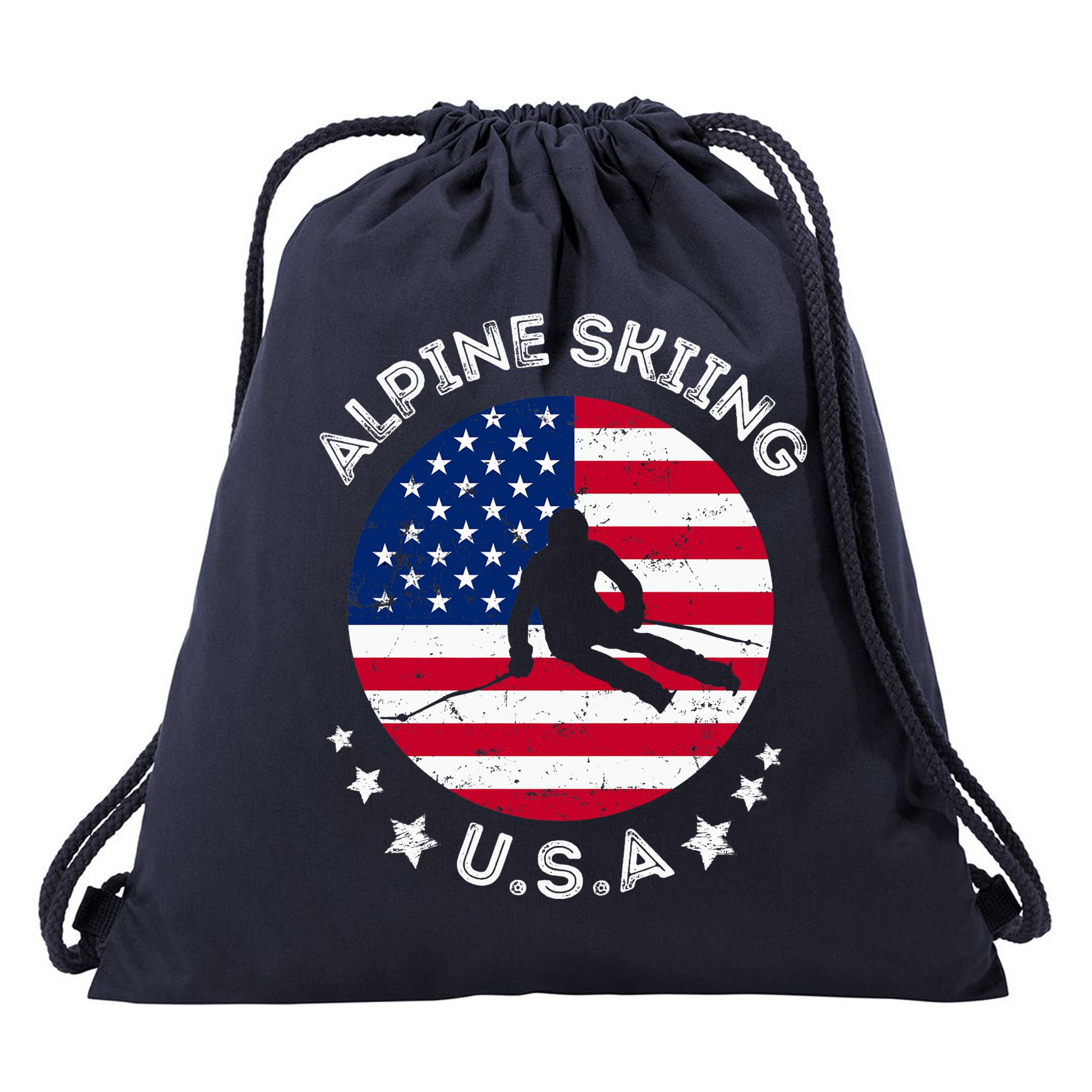 US Alpine Skiing Team Retro Support USA Downhill Skiing Team Drawstring Bag