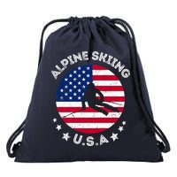 US Alpine Skiing Team Retro Support USA Downhill Skiing Team Drawstring Bag