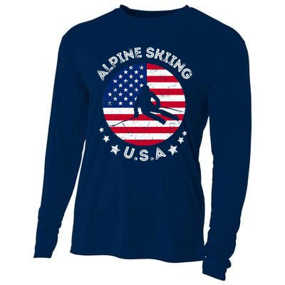 US Alpine Skiing Team Retro Support USA Downhill Skiing Team Cooling Performance Long Sleeve Crew