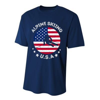 US Alpine Skiing Team Retro Support USA Downhill Skiing Team Performance Sprint T-Shirt