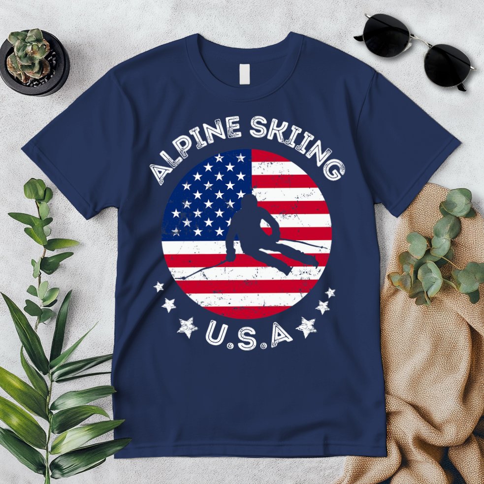US Alpine Skiing Team Retro Support USA Downhill Skiing Team Premium T-Shirt