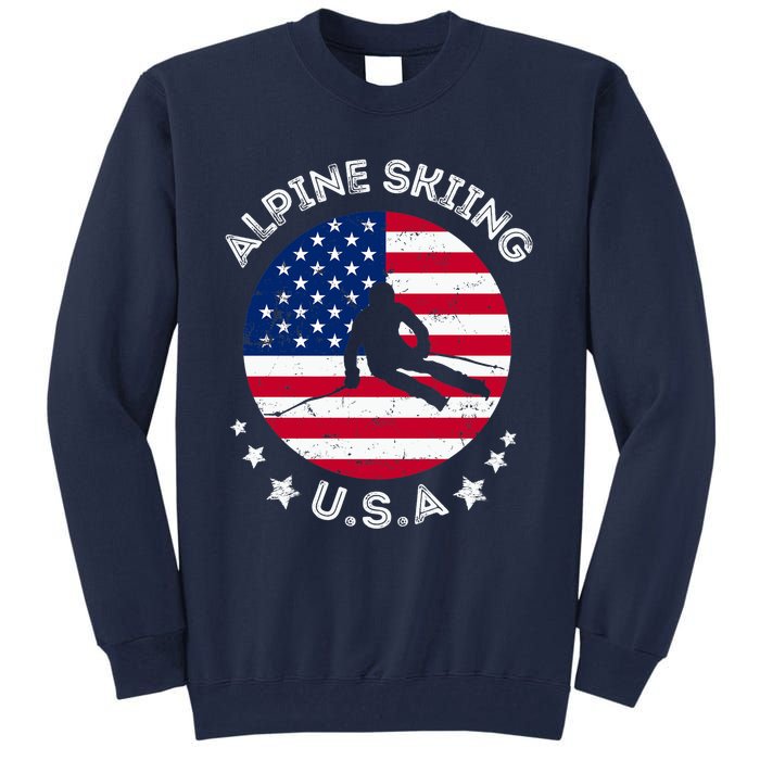 US Alpine Skiing Team Retro Support USA Downhill Skiing Team Tall Sweatshirt