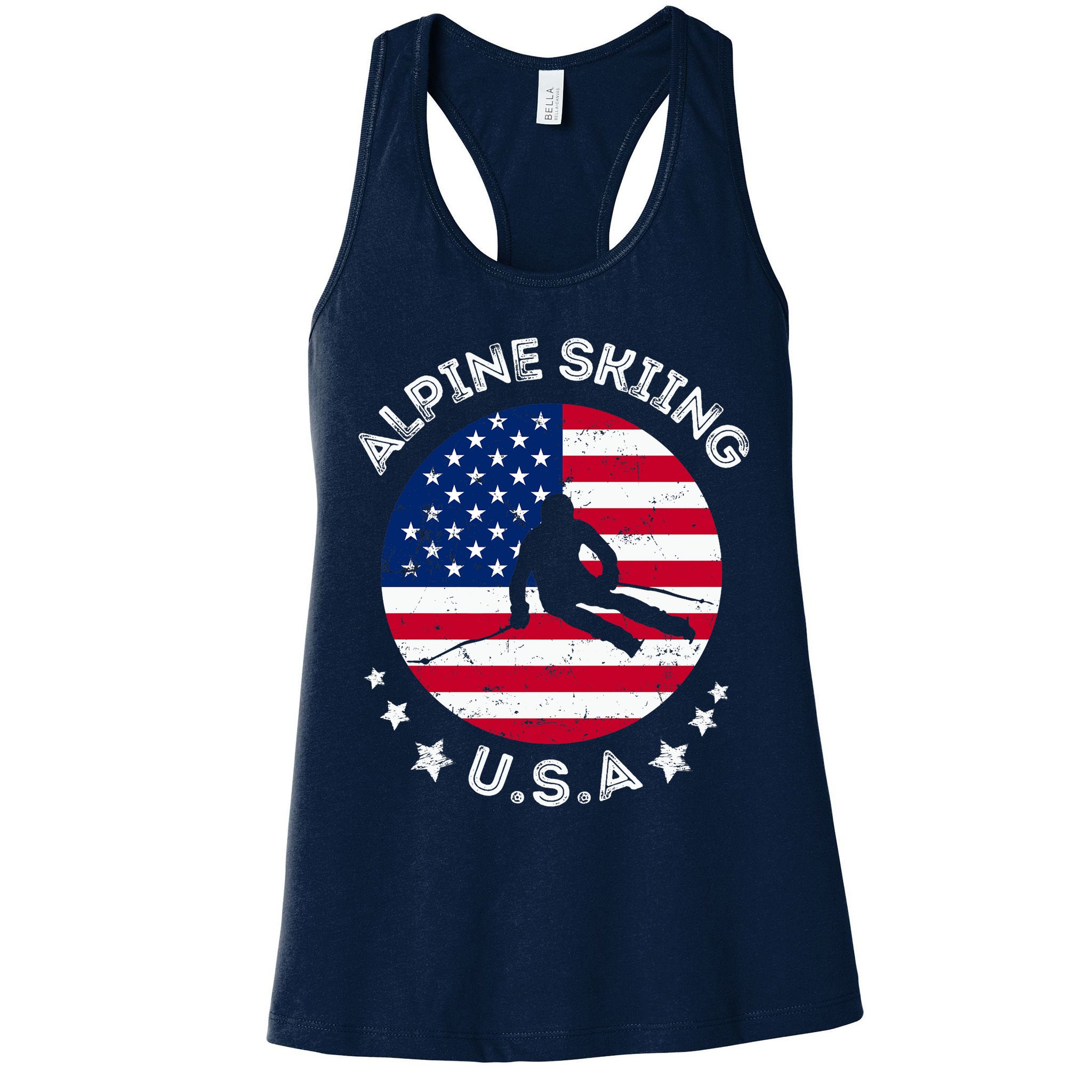 US Alpine Skiing Team Retro Support USA Downhill Skiing Team Womens Tank Top