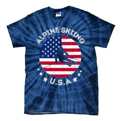 US Alpine Skiing Team Retro Support USA Downhill Skiing Team Tie-Dye T-Shirt