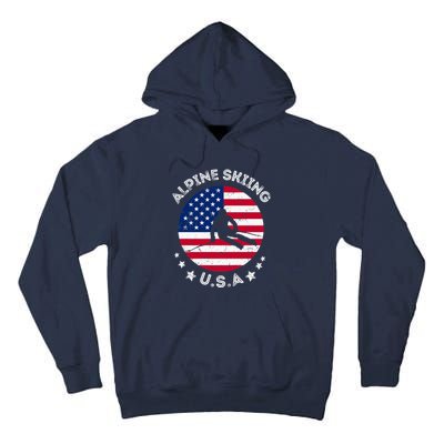 US Alpine Skiing Team Retro Support USA Downhill Skiing Team Tall Hoodie