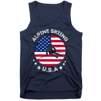 US Alpine Skiing Team Retro Support USA Downhill Skiing Team Tank Top