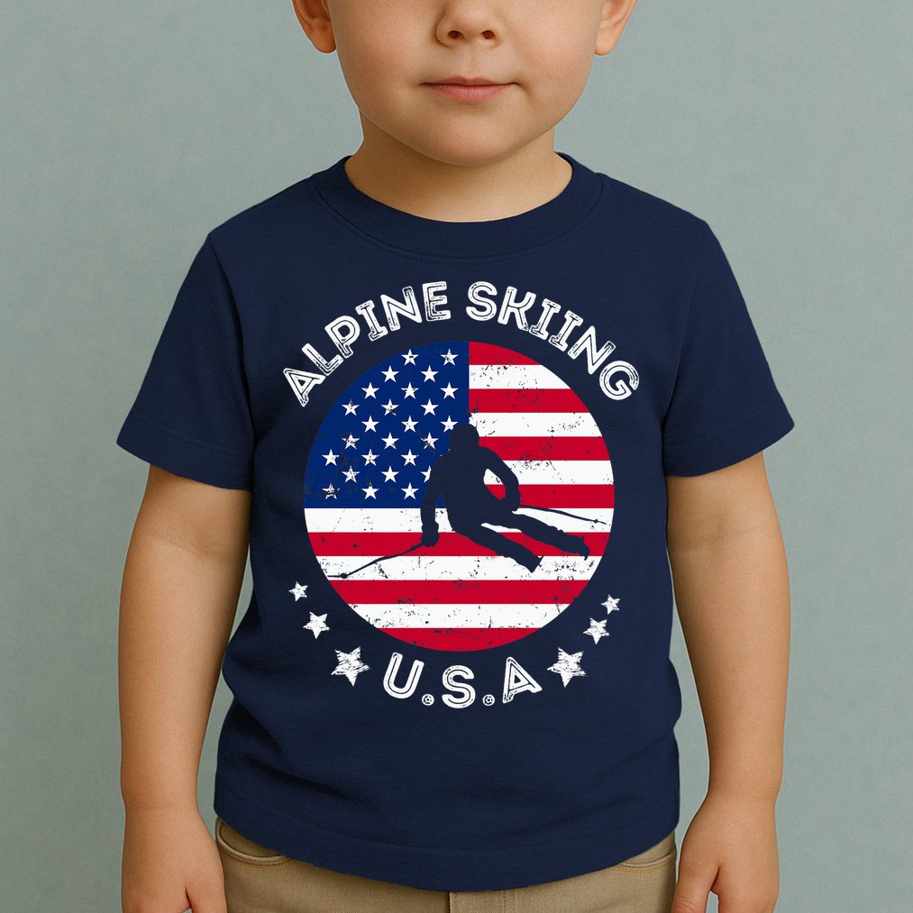 US Alpine Skiing Team Retro Support USA Downhill Skiing Team Toddler T-Shirt