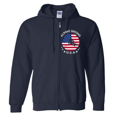 US Alpine Skiing Team Retro Support USA Downhill Skiing Team Full Zip Hoodie