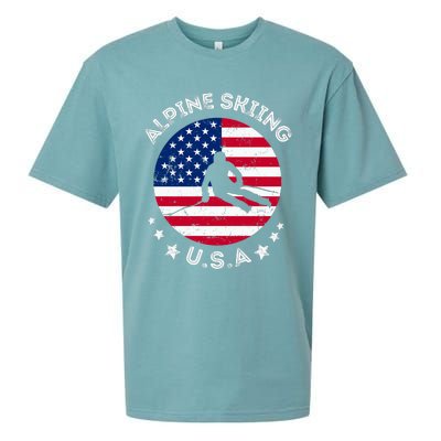 US Alpine Skiing Team Retro Support USA Downhill Skiing Team Sueded Cloud Jersey T-Shirt