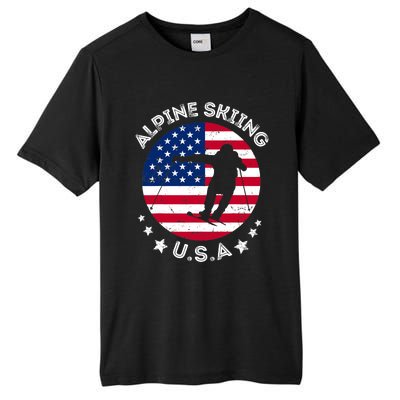 USA Alpine Skiing Team Retro Support USA Downhill Skiing Tall Fusion ChromaSoft Performance T-Shirt