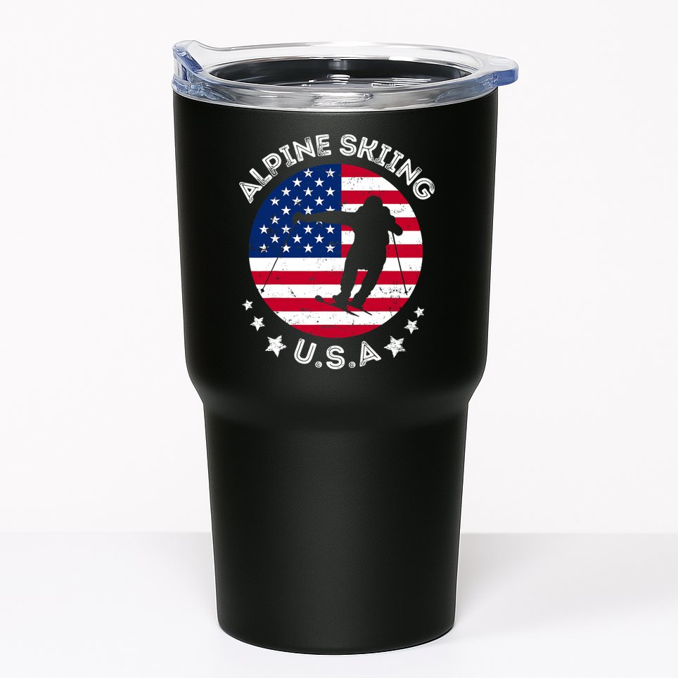 USA Alpine Skiing Team Retro Support USA Downhill Skiing Tumbler
