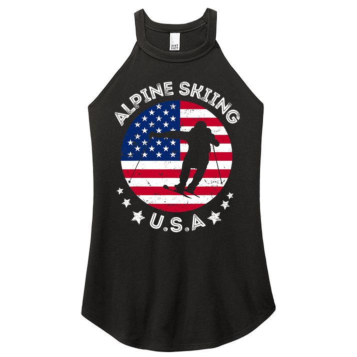 USA Alpine Skiing Team Retro Support USA Downhill Skiing Women's Perfect Tri Rocker Tank