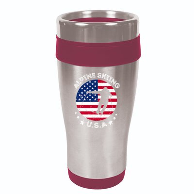 USA Alpine Skiing Team Retro Support USA Downhill Skiing 16oz Travel Tumbler