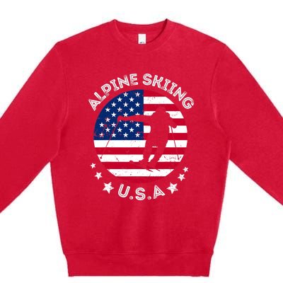 USA Alpine Skiing Team Retro Support USA Downhill Skiing Premium Crewneck Sweatshirt