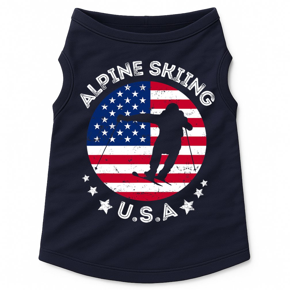 USA Alpine Skiing Team Retro Support USA Downhill Skiing Doggie Tank