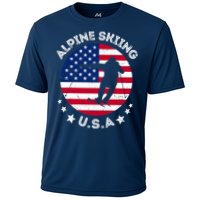 USA Alpine Skiing Team Retro Support USA Downhill Skiing Cooling Performance Crew T-Shirt