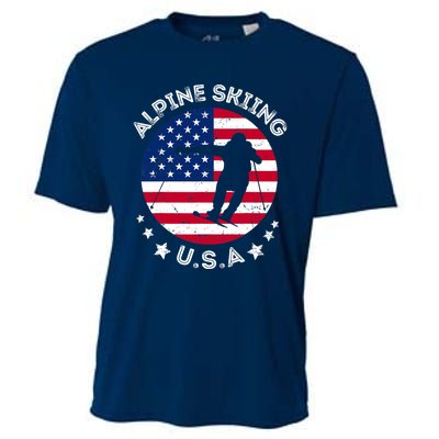 USA Alpine Skiing Team Retro Support USA Downhill Skiing Cooling Performance Crew T-Shirt