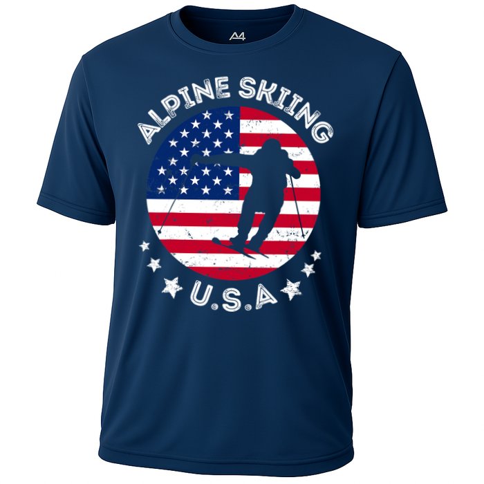 USA Alpine Skiing Team Retro Support USA Downhill Skiing Cooling Performance Crew T-Shirt