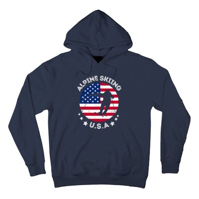 USA Alpine Skiing Team Retro Support USA Downhill Skiing Hoodie