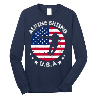 USA Alpine Skiing Team Retro Support USA Downhill Skiing Long Sleeve Shirt