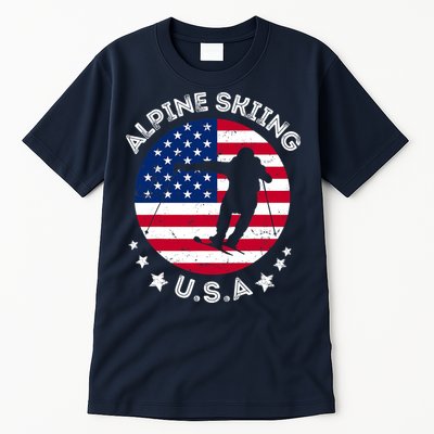 USA Alpine Skiing Team Retro Support USA Downhill Skiing Tall T-Shirt