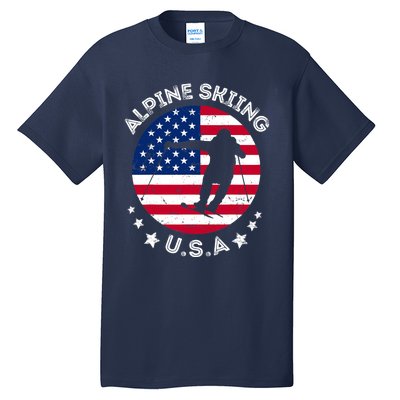 USA Alpine Skiing Team Retro Support USA Downhill Skiing Tall T-Shirt