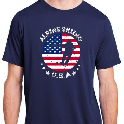 USA Alpine Skiing Team Retro Support USA Downhill Skiing Adult ChromaSoft Performance T-Shirt