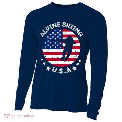 USA Alpine Skiing Team Retro Support USA Downhill Skiing Cooling Performance Long Sleeve Crew