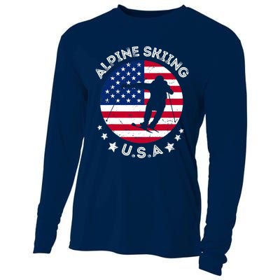 USA Alpine Skiing Team Retro Support USA Downhill Skiing Cooling Performance Long Sleeve Crew