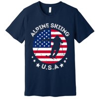 USA Alpine Skiing Team Retro Support USA Downhill Skiing Premium T-Shirt