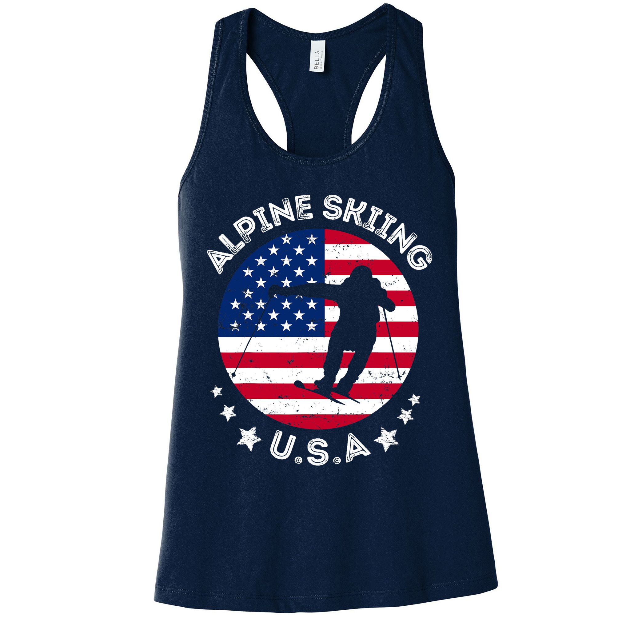 USA Alpine Skiing Team Retro Support USA Downhill Skiing Womens Tank Top