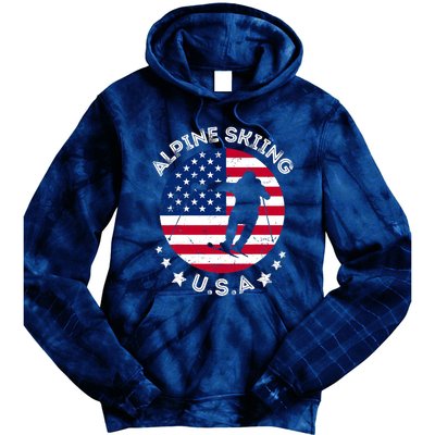 USA Alpine Skiing Team Retro Support USA Downhill Skiing Tie Dye Hoodie