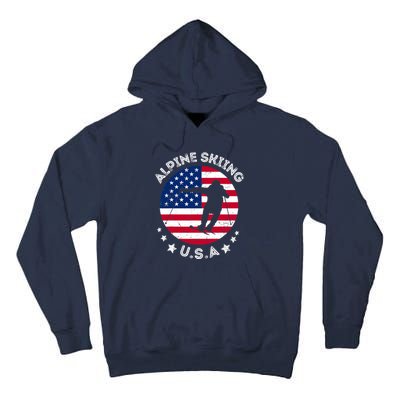 USA Alpine Skiing Team Retro Support USA Downhill Skiing Tall Hoodie