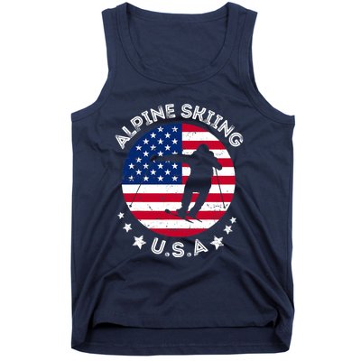 USA Alpine Skiing Team Retro Support USA Downhill Skiing Tank Top