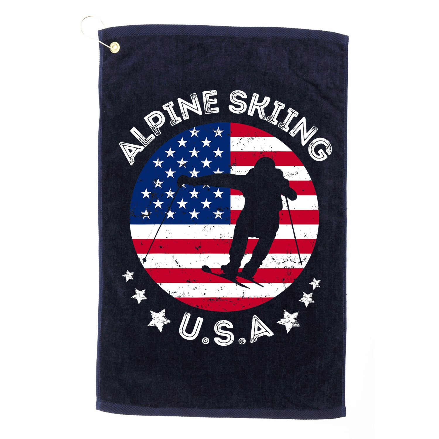 USA Alpine Skiing Team Retro Support USA Downhill Skiing Golf Towel