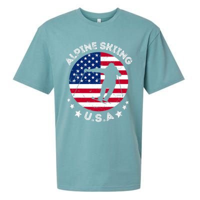 USA Alpine Skiing Team Retro Support USA Downhill Skiing Sueded Cloud Jersey T-Shirt