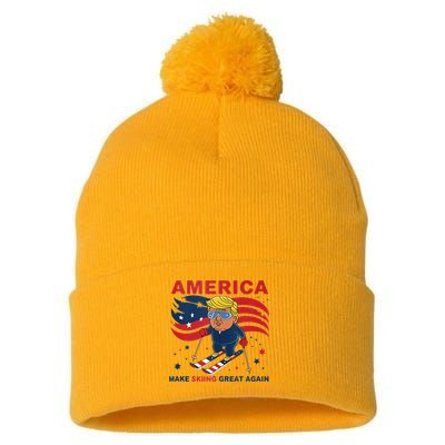 Usa Apres Ski Make Skiing Great Again Donald Trump Pom Pom 12in Knit Beanie