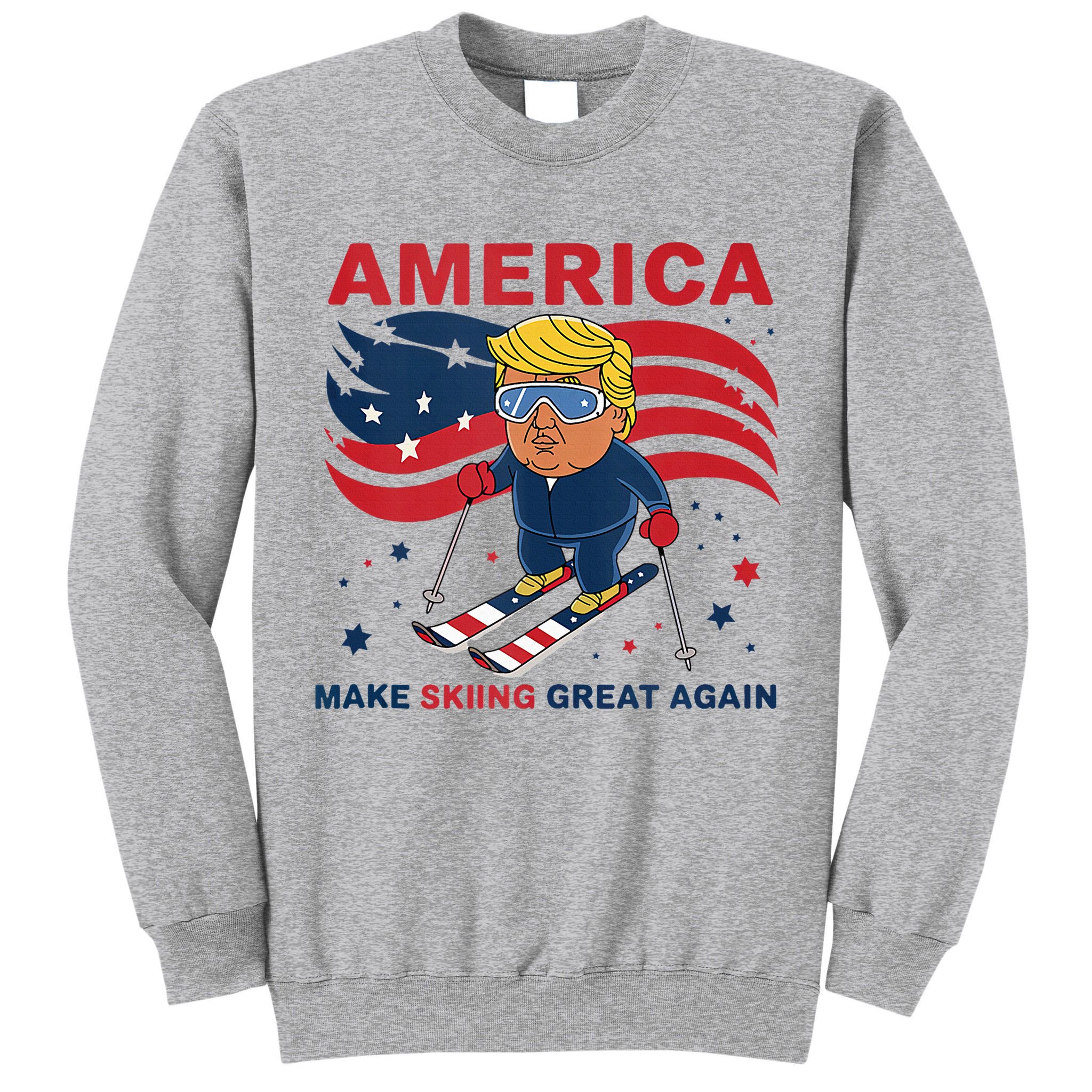 Usa Apres Ski Make Skiing Great Again Donald Trump Tall Sweatshirt