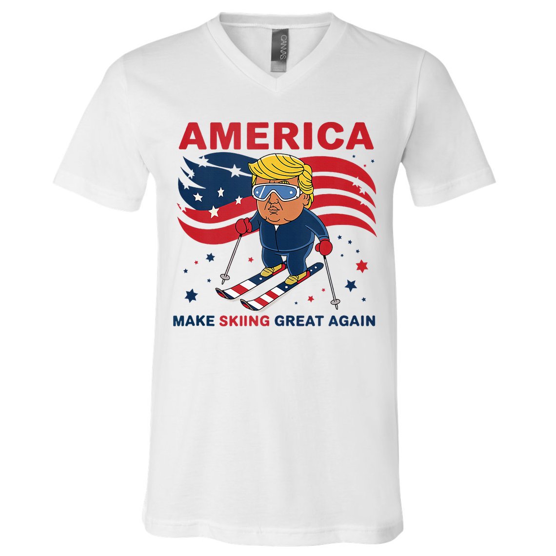 Usa Apres Ski Make Skiing Great Again Donald Trump V-Neck T-Shirt