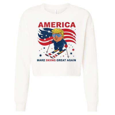Usa Apres Ski Make Skiing Great Again Donald Trump Cropped Pullover Crew