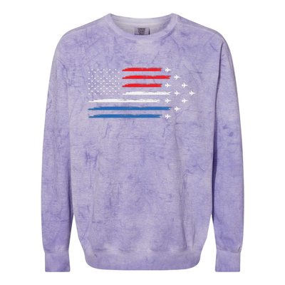 USAF Air Show American Flag 4th Of July Colorblast Crewneck Sweatshirt