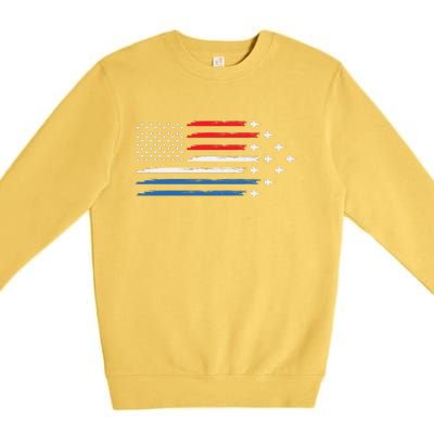 USAF Air Show American Flag 4th Of July Premium Crewneck Sweatshirt