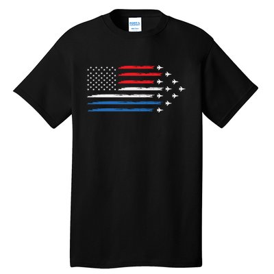 USAF Air Show American Flag 4th Of July Tall T-Shirt