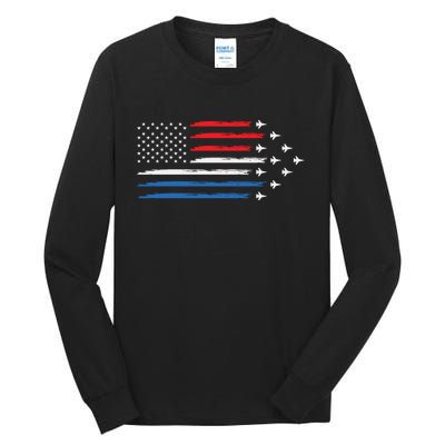 USAF Air Show American Flag 4th Of July Tall Long Sleeve T-Shirt